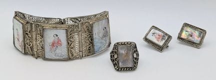 Set di gioielli antico cinese in argento a filigra