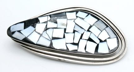 Broche vintage de plata 925 con incrustaciones de 