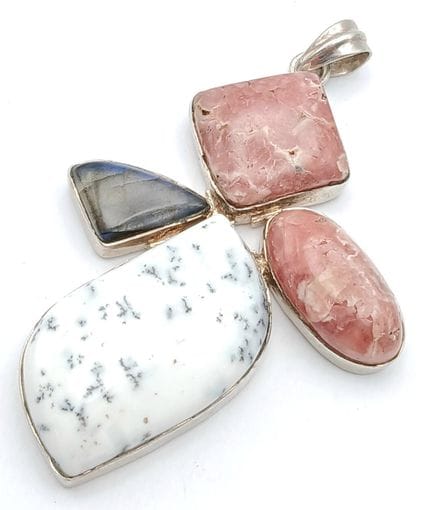Pendentif en argent sterling en forme d'agate mixt