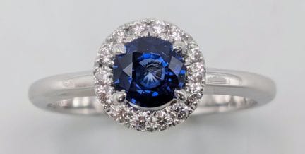 A Bucherer, 18K White Gold, Sapphire and Diamond R