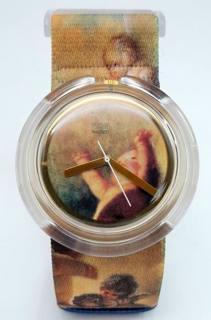 Reloj con correa de material, diseñado por Vivienn
