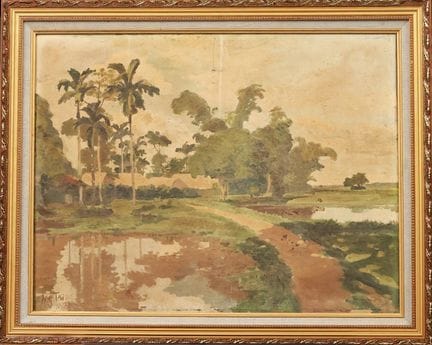 "Paisaje" de Nguyen Gia Tri, 50 x 65 cm, Óleo sobr