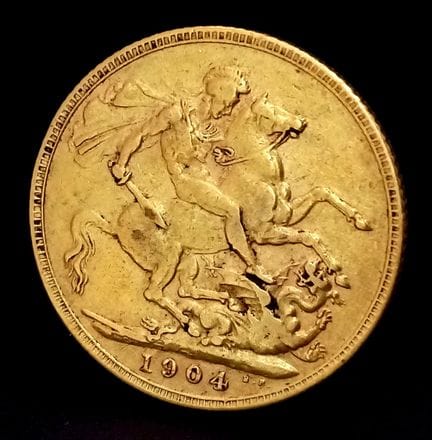 Una moneda «Full Sovereign» de Eduardo VII de 1904