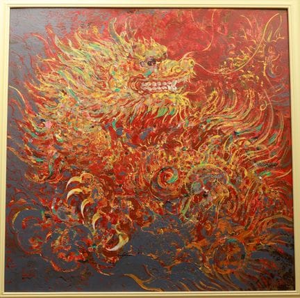 龙"，20 世纪。100 x 100 厘米。布面油画。右下方有签名。艺术家不详。这幅作品的作者是一位