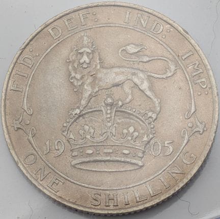Una moneda de un chelín de plata de Eduardo VII, d