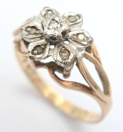 Anillo de oro de 9 quilates con diamantes, de prec
