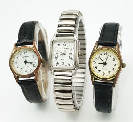 Drei Citron Quartz Damenuhren – Bei allen wurden k