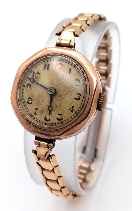 Reloj de pulsera de mujer antiguo de oro de 9 quil