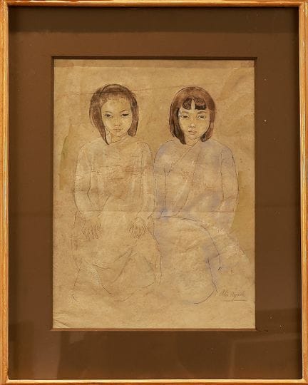 "Deux sœurs" par Alix Ayme, 34,5 x 26,5 cm, techni