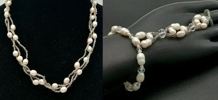Un atractivo conjunto de collar y pulsera de perla