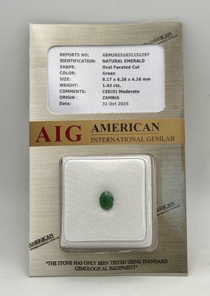 Una esmeralda natural de origen zambiano de 1,43 c