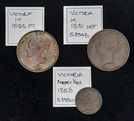 Trois pièces de collection victoriennes en cuivre 