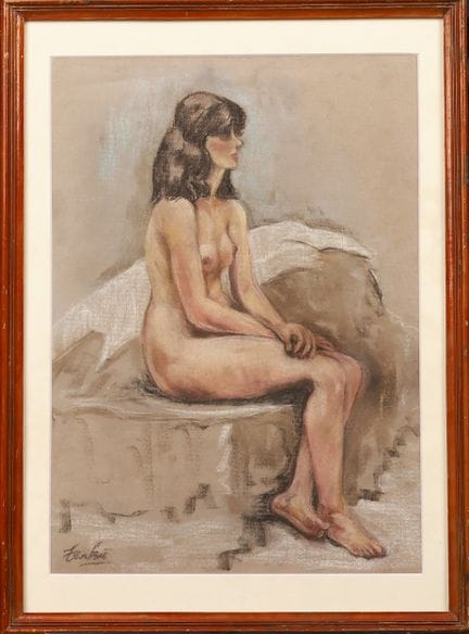 "Desnudo" de Trinh Nha, 60 x 43 cm, Pastel sobre p