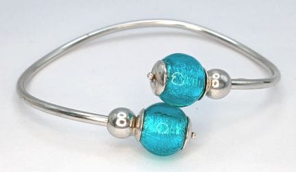 Bracciale rigido in argento sterling 925 con perli