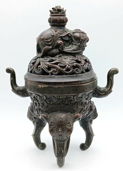 INCENSIERO CHINO ANTIGUO DE BRONCE CON FORMA DE EL