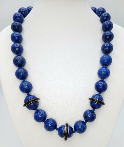 A Rich, Natural Lapis Lazuli Beaded Necklace with 