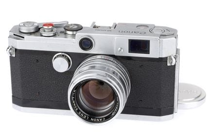 Eine Canon-Messsucherkamera, Modell L3, 1957–58, v