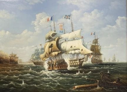 GEORGE WEBSTER OLIO SU TELA, PAESAGGIO MARINO RAPP