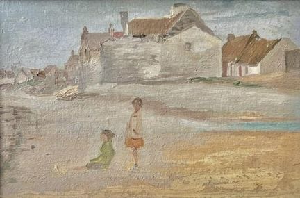 DIPINTO A OLIO SU TAVOLA DELLA SCUOLA BRITANNICA D