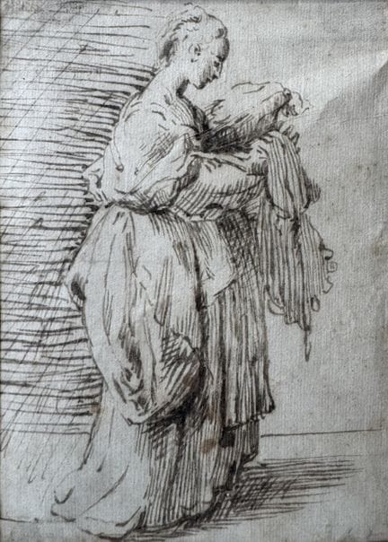 圭多·雷尼（Guido Reni，博洛尼亚，1575–1642）画派 17世纪 钢笔与棕色墨水画，描