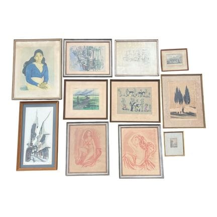 UNA COLLEZIONE DI UNDICI ACQUERELLI, DISEGNI E STA