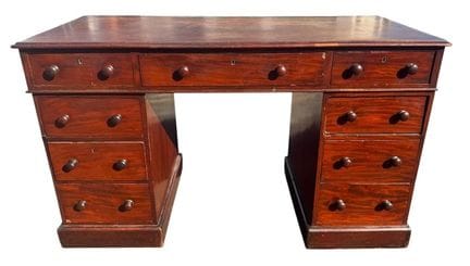ESCRITORIO DE CAOBA DEL SIGLO XIX CON DOS PEDESTAL
