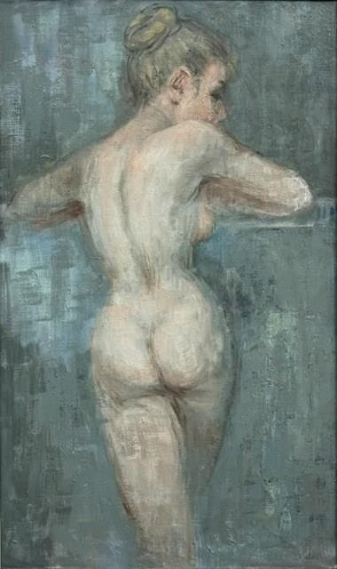 OLIO SU TAVOLA BRITANNICO DEL XX SECOLO, NUDO DI U