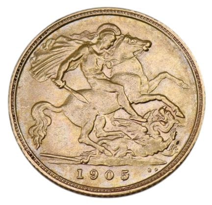 Eine edwardianische Halb-Sovereign-Münze aus 22-Ka
