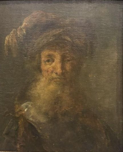 NELLO STILE DI REMBRANDT, OLIOSU TAVOLA
Ritratto a