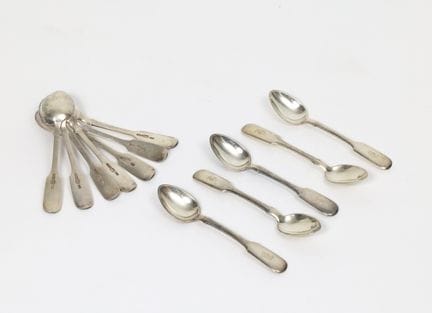 TWELVE COFFEE SPOONS
Engraved with the initials of