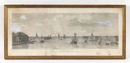VIEW OF THE BANKS OF THE NEVA. Drawn by Mr. Le Ch.