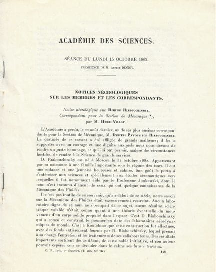 [MANUSCRIPTS]
ARCHIVES of Dimitri RIABOUCHINSKY
RI