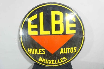 拱形搪瓷牌
品牌：Elbé Huiles autos Bruxelles
税号：T.P. BRUXE