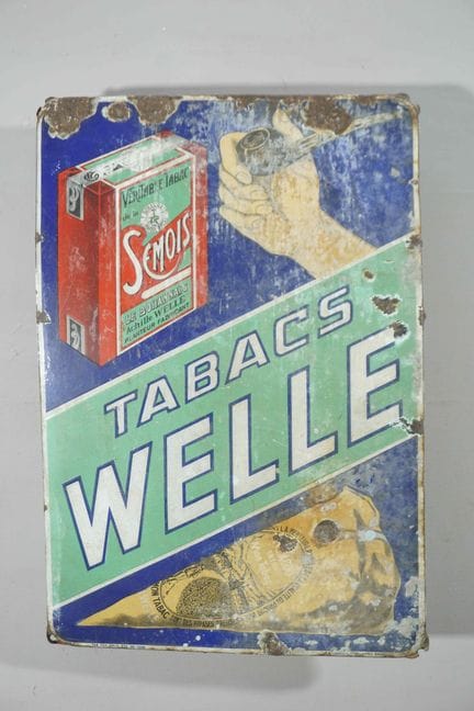 搪瓷牌
品牌：Tabacs Welle
税号：布鲁塞尔已缴税号 372-98-1939
搪瓷厂：S.