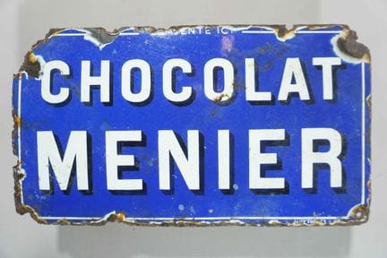 搪瓷牌
品牌：Chocolat Menier
价格：-
搪瓷厂：-
尺寸：高26.5×46.5
