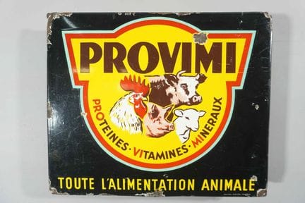 搪瓷牌
品牌：Provimi 蛋白质·维生素·矿物质
价格：-
搪瓷厂：斯特拉斯堡阿尔萨斯搪瓷厂
尺