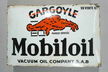 拱形搪瓷牌
品牌：Mobiloil
价格：-
搪瓷厂：EMAILLERIE BELGE BRUX
尺