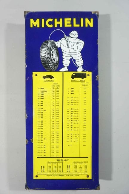 搪瓷牌
品牌：米其林
税号：T.P. 布鲁塞尔 369-87-1950
搪瓷厂：比利时搪瓷厂_布鲁塞