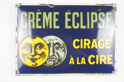 拱形搪瓷牌
品牌：Crème éclipse 蜡质鞋油
税号：TAXE PAY BRUX 378/7