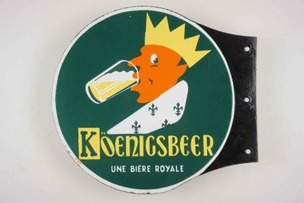 双面搪瓷牌
品牌：Köenigsbeer，一款皇家啤酒
税费：-
搪瓷厂：-
尺寸：高33×36