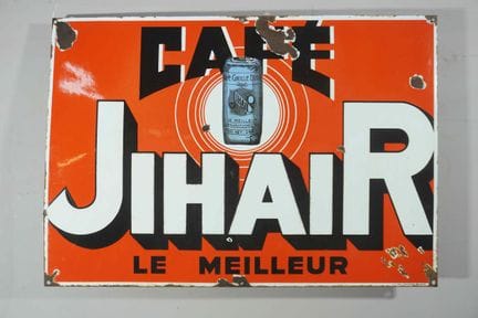 搪瓷牌
品牌：Café Jihair
价格：-
搪瓷厂：S.A. Email Koekelberg
