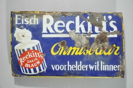 搪瓷牌
品牌：Reckitt's
税号：-
搪瓷厂：-
尺寸：高39×66