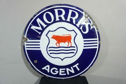 拱形搪瓷牌
品牌：Morris agent
税号：T.P. BRUX. 372/3/1934
搪瓷厂