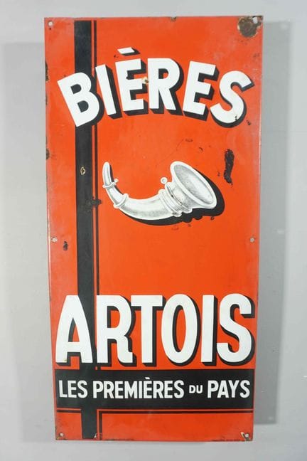 搪瓷牌
品牌：Artois啤酒
税号：T.P. BRUXELLES 359-161B-1935
搪瓷