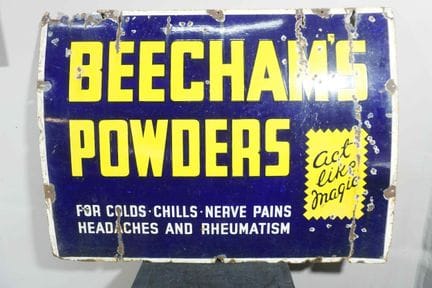 搪瓷牌
品牌：Beecham's Powders
税号：-
搪瓷厂：-
尺寸：高76×102