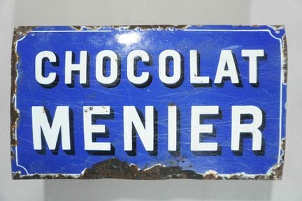 搪瓷牌
品牌：Chocolat Menier
价格：-
搪瓷厂：-
尺寸：高28.5×50