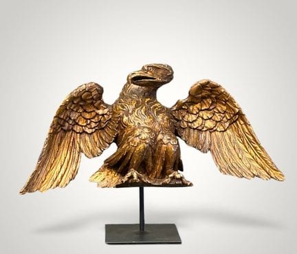 Vergoldete Holzskulptur in Form eines Adlers, Ital