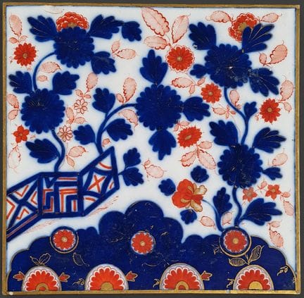 Chinesische oder japanische Imari-Fliese aus dem 1