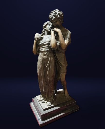 Bronzeskulptur eines Liebespaares, Europa, 19. Jah