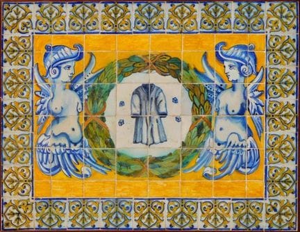 Paneel aus polychromen portugiesischen Kacheln mit